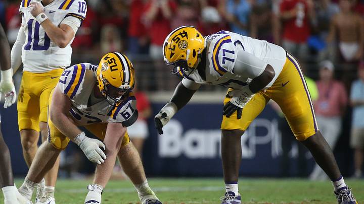 LSU Tigers offensive lineman Bo Bordelon (67) and offensive tackle Jordan Seaton. Mandatory Credit: Petre Thomas-Imagn Images LSU Tigers offensive lineman Bo Bordelon (67) and offensive tackle Jordan Seaton. Mandatory Credit: Petre Thomas-Imagn Images