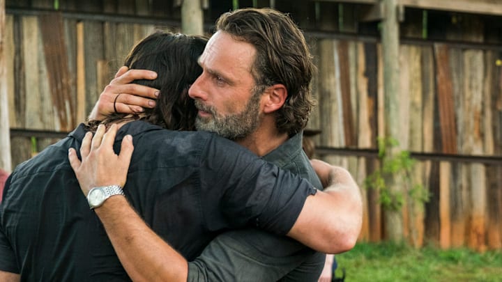 Andrew Lincoln as Rick Grimes, Norman Reedus as Daryl Dixon in The Walking Dead Season 7, Episode 8 