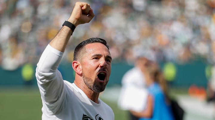 Green Bay Packers head coach Matt LaFleur gestures to the crowd as he leaves the field after defeating the Indianapolis Colts on Sunday, September 15, 2024, at Lambeau Field in Green Bay, Wis. The Packers won the game, 16-10.
Tork Mason/USA TODAY NETWORK-Wisconsin