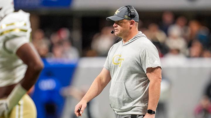 Nov 28, 2025; Atlanta, Georgia, USA; Georgia Tech Yellow Jackets head coach Brent Key on the field during the game against the Georgia Bulldogs during the first half at Mercedes-Benz Stadium. Mandatory Credit: Dale Zanine-Imagn Images Nov 28, 2025; Atlanta, Georgia, USA; Georgia Tech Yellow Jackets head coach Brent Key on the field during the game against the Georgia Bulldogs during the first half at Mercedes-Benz Stadium. Mandatory Credit: Dale Zanine-Imagn Images