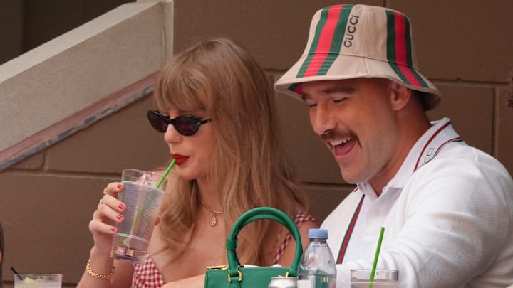Taylor Swift and Travis Kelce enjoying tennis