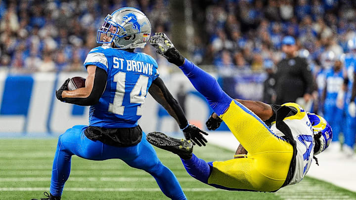 Detroit Lions wide receiver Amon-Ra St. Brown (14). Detroit Lions wide receiver Amon-Ra St. Brown (14).