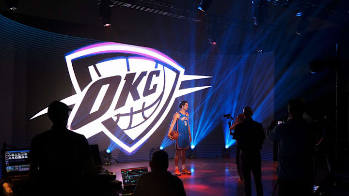 Josh Giddey (3) at Thunder Media Day, held in the Oklahoma City Convention Center on Monday, Oct. 2, Josh Giddey (3) at Thunder Media Day, held in the Oklahoma City Convention Center on Monday, Oct. 2,