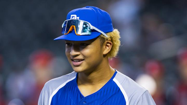 Aug 28, 2022; Phoenix, Arizona, US; East infielder Tai Peete (7) during the Perfect Game All-American Classic high school baseball game at Chase Field. Mandatory Credit: Mark J. Rebilas-Imagn Images Aug 28, 2022; Phoenix, Arizona, US; East infielder Tai Peete (7) during the Perfect Game All-American Classic high school baseball game at Chase Field. Mandatory Credit: Mark J. Rebilas-Imagn Images