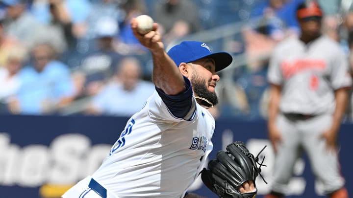Jun 6, 2024; Toronto, Ontario, CAN; Toronto Blue Jays relief pitcher Yimi Garcia (93) delivers a pitch against the Baltimore Orioles in the ninth inning at Rogers Centre. Mandatory Credit: Dan Hamilton-Imagn Images Jun 6, 2024; Toronto, Ontario, CAN; Toronto Blue Jays relief pitcher Yimi Garcia (93) delivers a pitch against the Baltimore Orioles in the ninth inning at Rogers Centre. Mandatory Credit: Dan Hamilton-Imagn Images