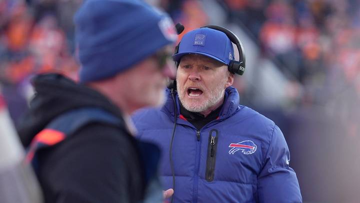 Buffalo Bills head coach Sean McDermott yells over to the bench during first half action at Empower FIeld at Mile High in Denver, Colorado on Jan. 17, 2026. Buffalo Bills head coach Sean McDermott yells over to the bench during first half action at Empower FIeld at Mile High in Denver, Colorado on Jan. 17, 2026.