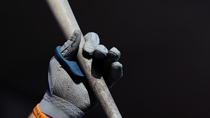 Sep 21, 2019; Cincinnati, OH, USA; A view of the batting glove of New York Mets center fielder