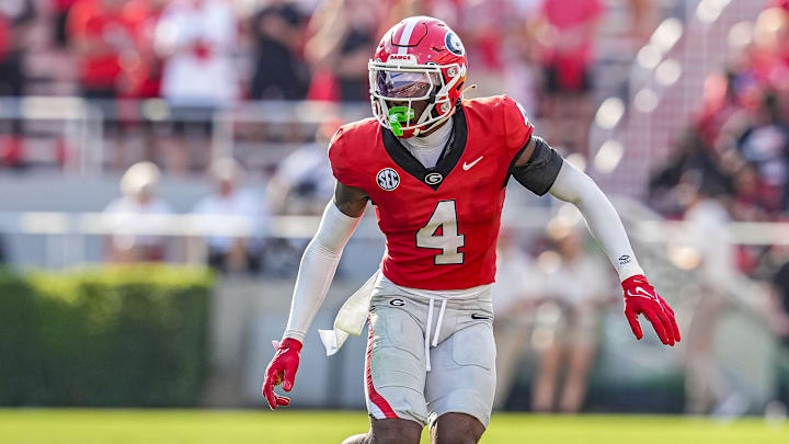 Aug 30, 2025; Athens, Georgia, USA; Georgia Bulldogs defensive back KJ Bolden (4) in action against the Marshall Thundering Herd at Sanford Stadium. Mandatory Credit: Dale Zanine-Imagn Images Aug 30, 2025; Athens, Georgia, USA; Georgia Bulldogs defensive back KJ Bolden (4) in action against the Marshall Thundering Herd at Sanford Stadium. Mandatory Credit: Dale Zanine-Imagn Images
