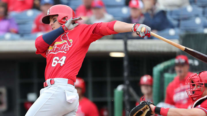 Mar 5, 2019; Clearwater, FL, USA; St. Louis Cardinals infielder Ramon Urias (64) at Spectrum Field. Mandatory Credit: Kim Klement-Imagn Images