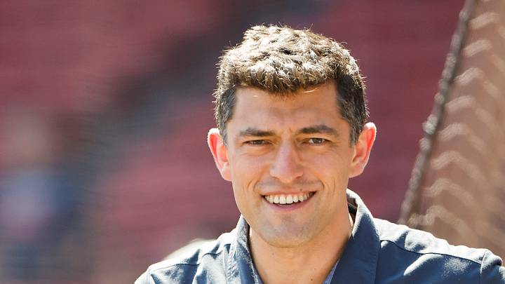 Aug 28, 2022; Boston, Massachusetts, USA; Chaim Bloom, Chief Baseball Officer of the Boston Red Sox on the field before the game between the Boston Red Sox and the Tampa Bay Rays at Fenway Park. Mandatory Credit: Winslow Townson-USA TODAY Sports Aug 28, 2022; Boston, Massachusetts, USA; Chaim Bloom, Chief Baseball Officer of the Boston Red Sox on the field before the game between the Boston Red Sox and the Tampa Bay Rays at Fenway Park. Mandatory Credit: Winslow Townson-USA TODAY Sports