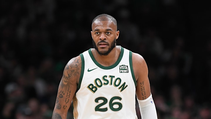 Apr 7, 2024; Boston, Massachusetts, USA; Boston Celtics forward Xavier Tillman Sr. (26) looks on during the second half against the Portland Trail Blazers at TD Garden. Mandatory Credit: Eric Canha-Imagn Images Apr 7, 2024; Boston, Massachusetts, USA; Boston Celtics forward Xavier Tillman Sr. (26) looks on during the second half against the Portland Trail Blazers at TD Garden. Mandatory Credit: Eric Canha-Imagn Images
