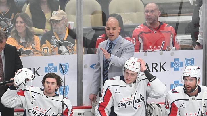 Apr 11, 2026; Pittsburgh, Pennsylvania, USA; Washington Capitals head coach Spencer Carbery behind the bench against the Pittsburgh Penguins during the first period at PPG Paints Arena. Mandatory Credit: Philip G. Pavely-Imagn Images Apr 11, 2026; Pittsburgh, Pennsylvania, USA; Washington Capitals head coach Spencer Carbery behind the bench against the Pittsburgh Penguins during the first period at PPG Paints Arena. Mandatory Credit: Philip G. Pavely-Imagn Images