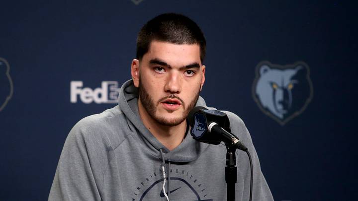 Sep 28, 2026; Memphis, TN, USA; Memphis Grizzlies center Zach Edey (14) speaks at media day at FedEx Forum. Mandatory Credit: Petre Thomas-Imagn Images Sep 28, 2026; Memphis, TN, USA; Memphis Grizzlies center Zach Edey (14) speaks at media day at FedEx Forum. Mandatory Credit: Petre Thomas-Imagn Images