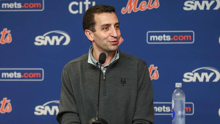 Sep 4, 2026; New York City, New York, USA; New York Mets President of Baseball Operations, David Stearns, speaks to members of the media prior to the game against the San Francsico Giants at Citi Field. Mandatory Credit: Wendell Cruz-Imagn Images Sep 4, 2026; New York City, New York, USA; New York Mets President of Baseball Operations, David Stearns, speaks to members of the media prior to the game against the San Francsico Giants at Citi Field. Mandatory Credit: Wendell Cruz-Imagn Images
