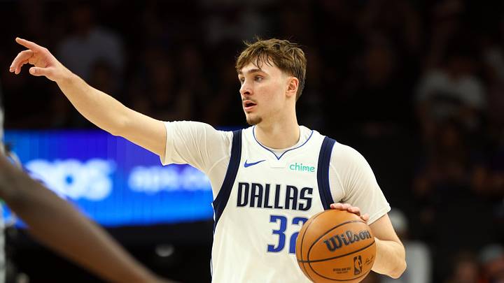 Apr 8, 2026; Phoenix, Arizona, USA; Dallas Mavericks forward Cooper Flagg (32) reacts against the Phoenix Suns in the second half at Mortgage Matchup Center. Mandatory Credit: Mark J. Rebilas-Imagn Images Apr 8, 2026; Phoenix, Arizona, USA; Dallas Mavericks forward Cooper Flagg (32) reacts against the Phoenix Suns in the second half at Mortgage Matchup Center. Mandatory Credit: Mark J. Rebilas-Imagn Images