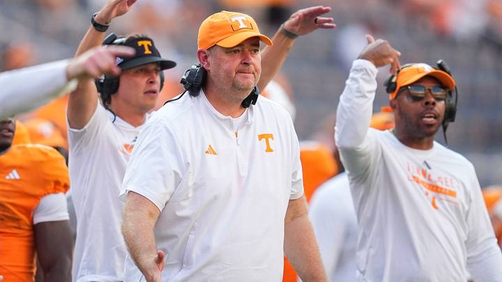 Tennessee coach Josh Heupel during a Tennessee football game against Furman at Neyland Stadium in Knoxville, Tenn., on Sept. 5, 2026.