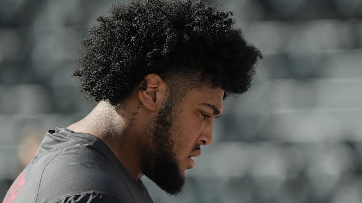 Alabama Crimson Tide offensive tackle Kadyn Proctor Alabama Crimson Tide offensive tackle Kadyn Proctor