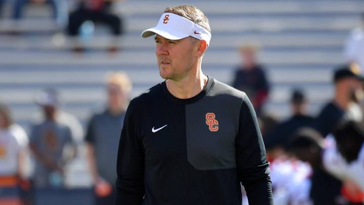 Sep 27, 2025; Champaign, Illinois, USA; Southern California Trojans head coach Lincoln Riley before an NCAA football game with the Illinois Fighting Illini at Memorial Stadium. Sep 27, 2025; Champaign, Illinois, USA; Southern California Trojans head coach Lincoln Riley before an NCAA football game with the Illinois Fighting Illini at Memorial Stadium.