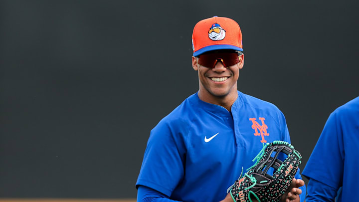 Soto all smiles during a spring training workout. 