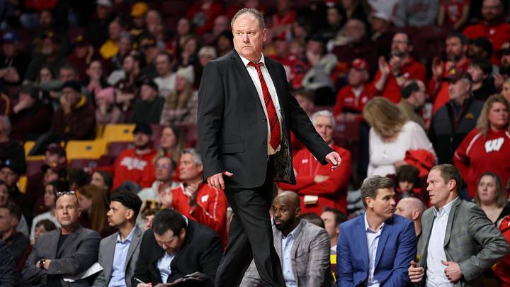 Mar 5, 2025; Minneapolis, Minnesota, USA; Wisconsin Badgers head coach Greg Gard looks on during the second half against the Minnesota Golden Gophers at Williams Arena. Mandatory Credit: Matt Krohn-Imagn Images Mar 5, 2025; Minneapolis, Minnesota, USA; Wisconsin Badgers head coach Greg Gard looks on during the second half against the Minnesota Golden Gophers at Williams Arena. Mandatory Credit: Matt Krohn-Imagn Images