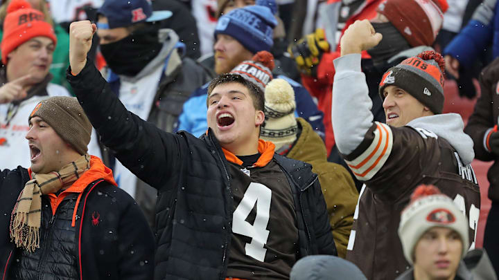 Cleveland Browns fans celebrating