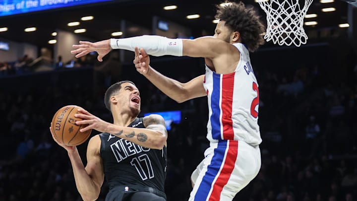 Nov 7, 2025; Brooklyn, New York, USA; Brooklyn Nets forward Michael Porter Jr. (17) and Detroit Pistons guard Cade Cunningham (2) at Barclays Center. Mandatory Credit: Wendell Cruz-Imagn Images Nov 7, 2025; Brooklyn, New York, USA; Brooklyn Nets forward Michael Porter Jr. (17) and Detroit Pistons guard Cade Cunningham (2) at Barclays Center. Mandatory Credit: Wendell Cruz-Imagn Images