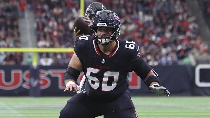 Dec 14, 2025; Houston, Texas, USA; Houston Texans center Jake Andrews (60) in action during a play in the first half against the Arizona Cardinals at NRG Stadium. Mandatory Credit: Troy Taormina-Imagn Images Dec 14, 2025; Houston, Texas, USA; Houston Texans center Jake Andrews (60) in action during a play in the first half against the Arizona Cardinals at NRG Stadium. Mandatory Credit: Troy Taormina-Imagn Images