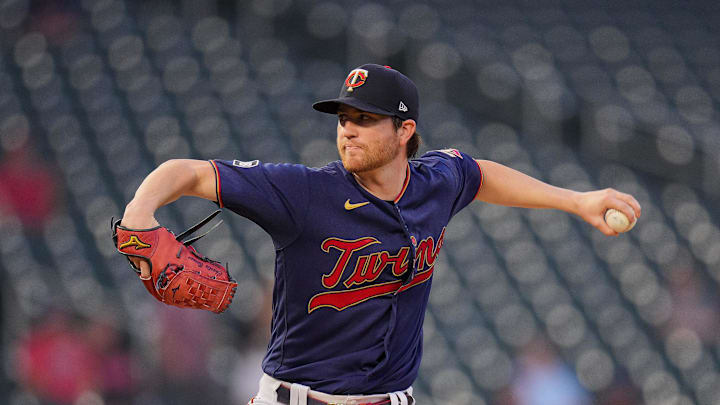 Sep 28, 2021; Minneapolis, Minnesota, USA; Minnesota Twins starting pitcher Charlie Barnes (85) pitches against the Detroit Tigers in the first inning at Target Field. Mandatory Credit: Brad Rempel-Imagn Images Sep 28, 2021; Minneapolis, Minnesota, USA; Minnesota Twins starting pitcher Charlie Barnes (85) pitches against the Detroit Tigers in the first inning at Target Field. Mandatory Credit: Brad Rempel-Imagn Images