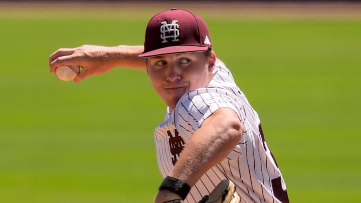 Mississippi State pitcher Ben Davis makes a pitch against Texas A&M in the first round of the SEC Baseball Tournament at the Hoover Met. Mississippi State pitcher Ben Davis makes a pitch against Texas A&M in the first round of the SEC Baseball Tournament at the Hoover Met.