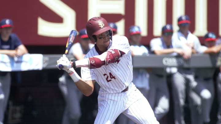 June 7: Florida State third baseman Cam Smith went 3-for-4 with two RBI to help the Seminoles dominate the UConn Huskies 24-4 in Game 1 of their super regional.