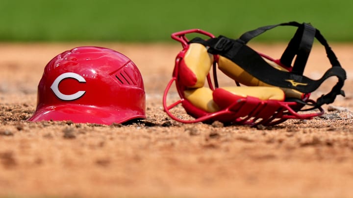 Cincinnati Reds catcher Austin Romine s (28) helmet and mask rest in the dirt in the seventh of a baseball game against the Pittsburgh Pirates, Wednesday, Sept. 14, 2022, at Great American Ball Park in Cincinnati.
Mlb Pittsburgh Pirates At Cincinnati Reds Sept 14 7830 Cincinnati Reds catcher Austin Romine s (28) helmet and mask rest in the dirt in the seventh of a baseball game against the Pittsburgh Pirates, Wednesday, Sept. 14, 2022, at Great American Ball Park in Cincinnati.
Mlb Pittsburgh Pirates At Cincinnati Reds Sept 14 7830