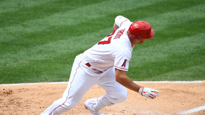 Apr 21, 2021; Anaheim, California, USA; Mike Trout, LA Angels