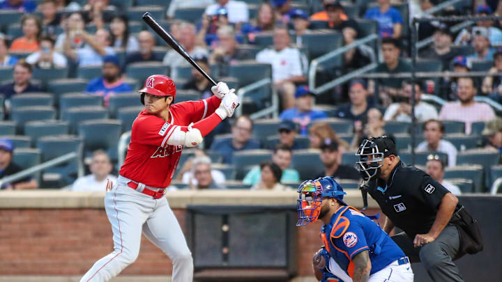 Aug 26, 2023; New York City, New York, USA;  Los Angeles Angels designated hitter Shohei Ohtani (17)