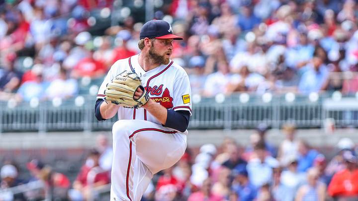 Aug 16, 2026; Cumberland, Georgia, USA; Atlanta Braves pitcher Bryce Elder (55) pitches the ball against the Arizona Diamondbacks during the first inning at Truist Park. Mandatory Credit: Jordan Godfree-Imagn Images Aug 16, 2026; Cumberland, Georgia, USA; Atlanta Braves pitcher Bryce Elder (55) pitches the ball against the Arizona Diamondbacks during the first inning at Truist Park. Mandatory Credit: Jordan Godfree-Imagn Images