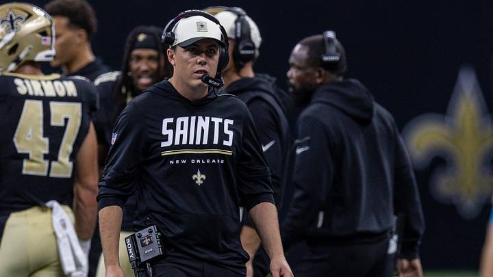 Aug 15, 2026; New Orleans, Louisiana, USA; New Orleans Saints head coach Kellen Moore looks on against Jacksonville Jaguars during the second half at Caesars Superdome. Mandatory Credit: Stephen Lew-Imagn Images Aug 15, 2026; New Orleans, Louisiana, USA; New Orleans Saints head coach Kellen Moore looks on against Jacksonville Jaguars during the second half at Caesars Superdome. Mandatory Credit: Stephen Lew-Imagn Images