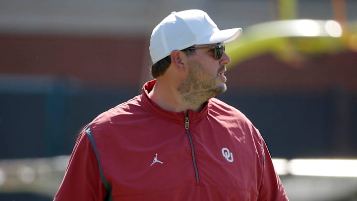 Oklahoma offensive coordinator Jeff Lebby during a practice for the University of Oklahoma Sooners Oklahoma offensive coordinator Jeff Lebby during a practice for the University of Oklahoma Sooners