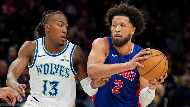 Oct 14, 2026; Minneapolis, Minnesota, USA; Detroit Pistons guard Cade Cunningham (2) works around Minnesota Timberwolves guard Ayo Dosunmu (13) in the first quarter at Target Center. Mandatory Credit: Bruce Kluckhohn-Imagn Images Oct 14, 2026; Minneapolis, Minnesota, USA; Detroit Pistons guard Cade Cunningham (2) works around Minnesota Timberwolves guard Ayo Dosunmu (13) in the first quarter at Target Center. Mandatory Credit: Bruce Kluckhohn-Imagn Images