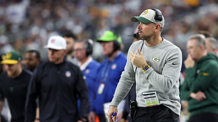 Jan 14, 2024; Arlington, Texas, USA; Green Bay head coach Matt LaFleur in the first half of the 2024