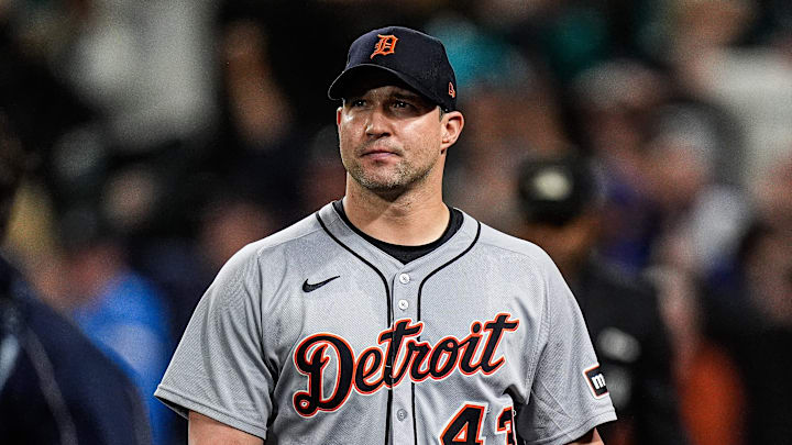 Detroit Tigers pitcher Tommy Kahnle walks off the field after the 3-2 loss to the Seattle Mariners in 15 innings at ALDS Game 5 at T-Mobile Park in Seattle on Friday, Oct. 10, 2025.