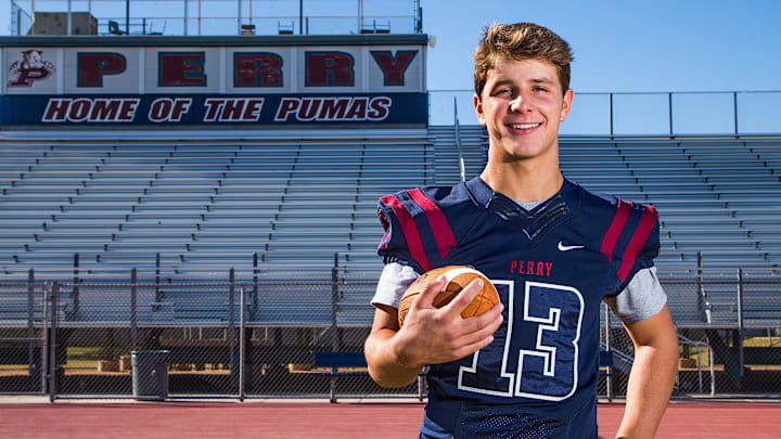 2017; Gilbert, AZ, USA; Brock Purdy of Gilbert Perry High School. Mandatory Credit: Tom Tingle-USA TODAY NETWORK 2017; Gilbert, AZ, USA; Brock Purdy of Gilbert Perry High School. Mandatory Credit: Tom Tingle-USA TODAY NETWORK