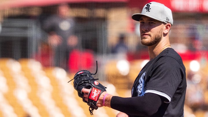 Chicago White Sox pitcher Sean Burke (59) on the mound during the first inning for the start of a spring game against the San Diego Padres at Camelback Ranch on Feb. 26.