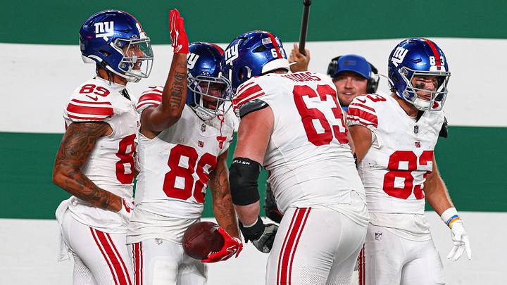 Aug 28, 2026; East Rutherford, New Jersey, USA; New York Giants wide receiver Xavier Gipson (88) celebrates with teammates after scoring a touchdown reception during the second half against the New York Jets at MetLife Stadium. Aug 28, 2026; East Rutherford, New Jersey, USA; New York Giants wide receiver Xavier Gipson (88) celebrates with teammates after scoring a touchdown reception during the second half against the New York Jets at MetLife Stadium.