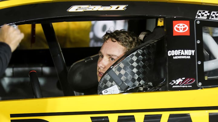 Sep 13, 2025; Bristol, Tennessee, USA; NASCAR Cup Series driver Christopher Bell (20) wins at Bristol Motor Speedway.