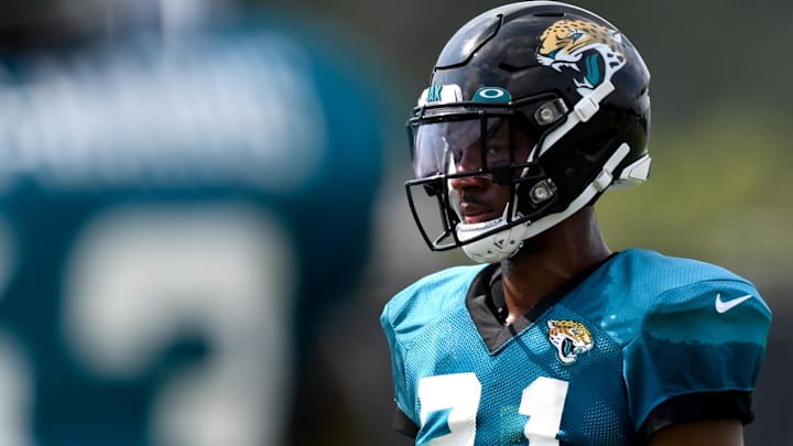 Aug 17, 2020; Jacksonville, Florida, USA; Jacksonville Jaguars cornerback CJ Henderson (21) looks on