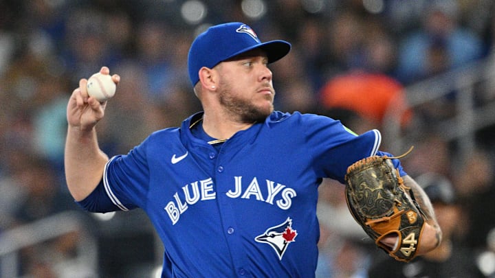 Toronto Blue Jays starting pitcher Yariel Rodriguez (29) delivers a pitch against the Miami Marlins in the first inning at Rogers Centre on Sept 28.