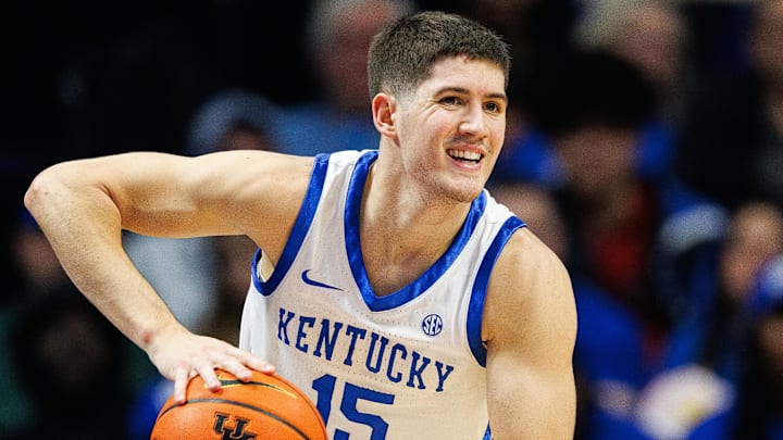 Mar 2, 2024; Lexington, Kentucky, USA; Kentucky Wildcats guard Reed Sheppard (15) passes the ball