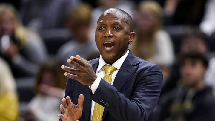 Nov 14, 2024; Columbia, Missouri, USA; Missouri Tigers head coach Dennis Gates reacts during the second half against the Mississippi Valley State Delta Devils at Mizzou Arena. Mandatory Credit: Jay Biggerstaff-Imagn Images