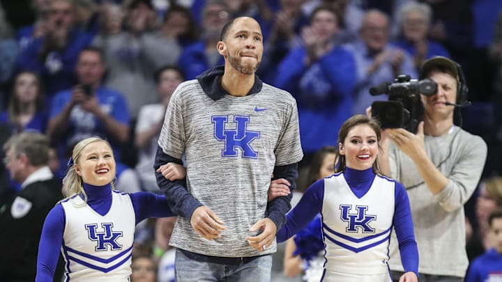 Former UK player Tayshaun Prince walked out to center court during a timeout in the game against Florida. March 9, 2019Kentucky Vs Florida