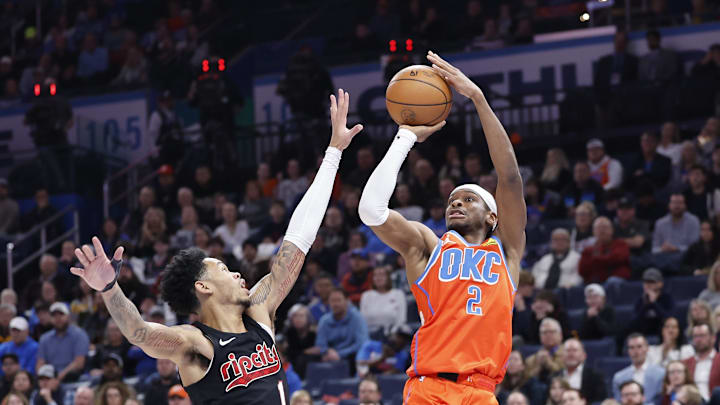 Jan 23, 2024; Oklahoma City, Oklahoma, USA; Oklahoma City Thunder guard Shai Gilgeous-Alexander (2)