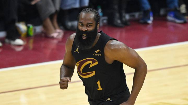 Oct 26, 2026; Cleveland, Ohio, USA; Cleveland Cavaliers guard James Harden (1) reacts in the third quarter against the Minnesota Timberwolves at Rocket Arena. Mandatory Credit: David Richard-Imagn Images Oct 26, 2026; Cleveland, Ohio, USA; Cleveland Cavaliers guard James Harden (1) reacts in the third quarter against the Minnesota Timberwolves at Rocket Arena. Mandatory Credit: David Richard-Imagn Images